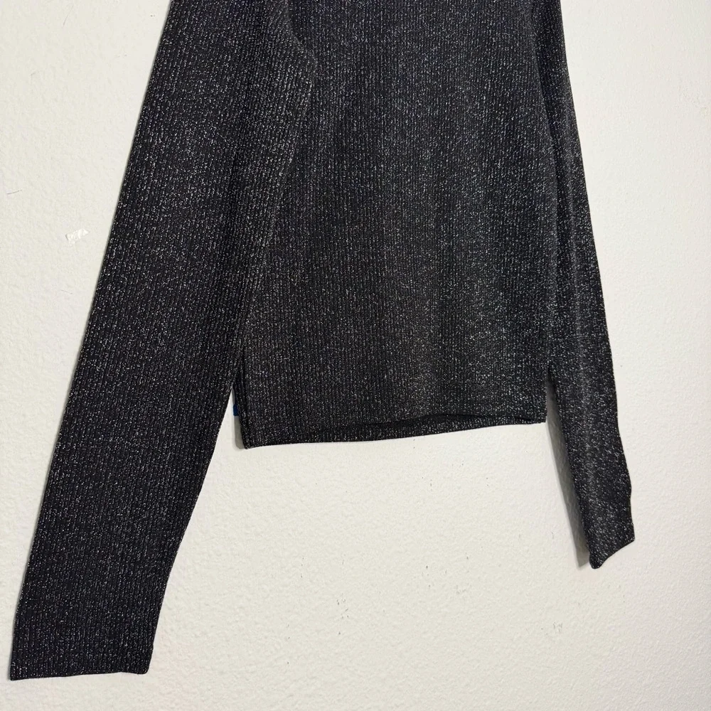 Justice girls long sleeve glitter black top size 10 NWT